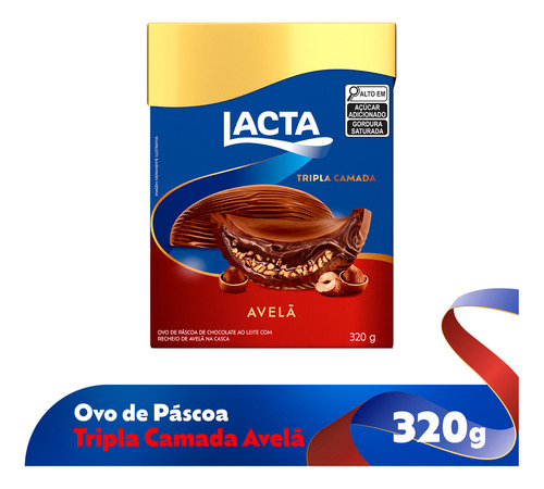 Ovo de Páscoa Lacta Tripla Camada Avelã 320g