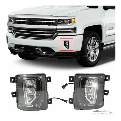 Imagen 9 de 10 de Par Faros Led Niebla Silverado 1500 Chevrolet 2016 2017 2018