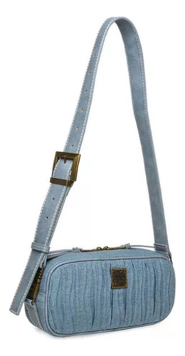 Bolsa Crossbody Bcitra Denim Steve Madden Bags Acabado de los herrajes Dorado Correa de hombro Azul claro Diseño de la tela Texturizado