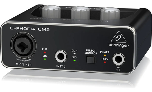 Behringer Um2 Placa De Sonido Usb 2 Canales Home Studio Negro (Usado)