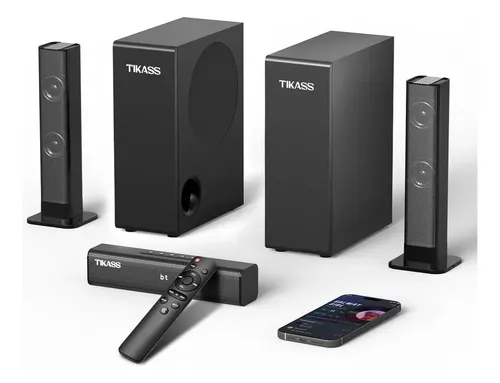 Barra de Sonido TIKASS 5.2 con Subwoofer y Bluetooth, 340W para Home Theater