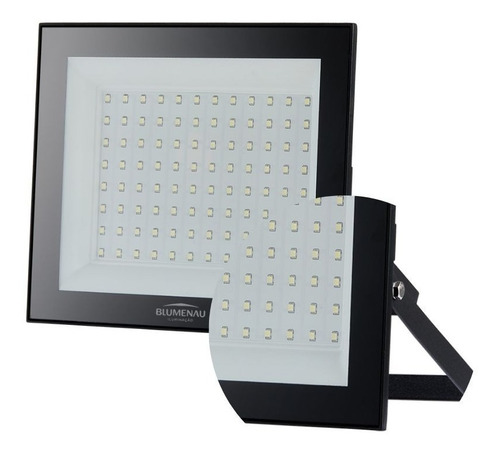 Refletor LED Blumenau Iluminação Play Holofote Prova D'água 100W com luz branco-frio e carcaça preto 100V/240V