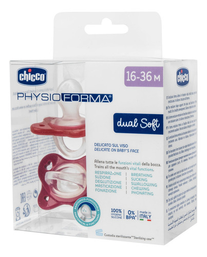 Chupete Physio Dual Soft De Silicona 16-36m Rosa Período De Edad 16-36 Meses
