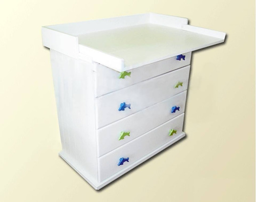 Imagen 3 de 5 de Cajonera Mueble Cambiador 4 Cajones Guias Metalicas
