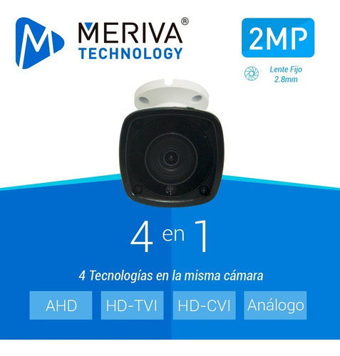 Imagen 1 de 5 de Camara De Seguridad Meriva 2mp Metalica Ip66 Lente 2.8mm
