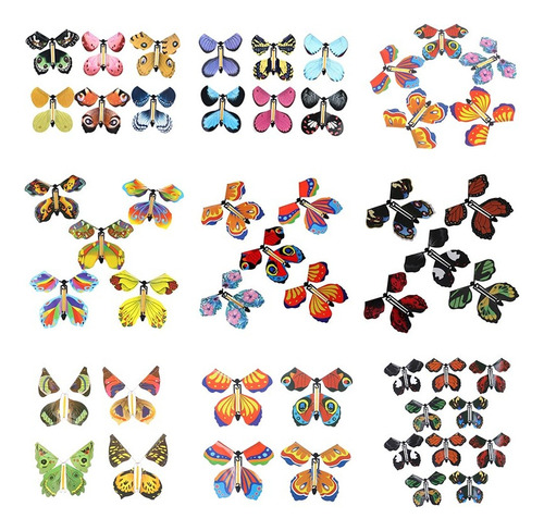 40 Mariposas Voladoras Mágicas Decoradas Con Gomas Elásticas