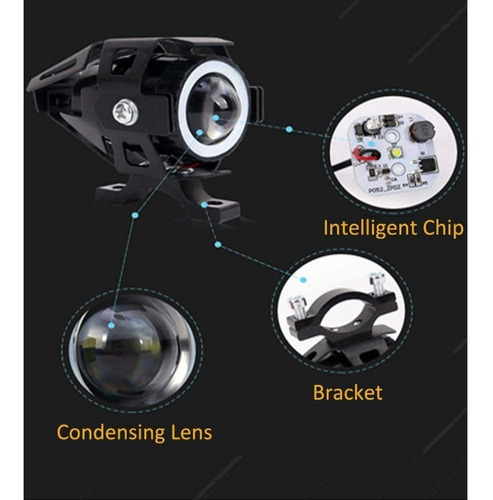 Imagen 6 de 7 de Kit Foco Led Ojo De Ángel Moto Parrilla Auto Luz Neblinero