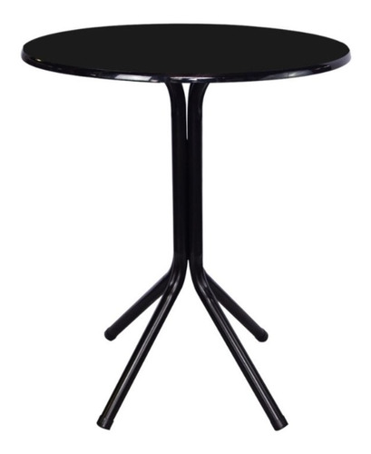 Mesa Bistrô Baixa 80cm Preto P/ Casa Bar Tampo Redondo Preto