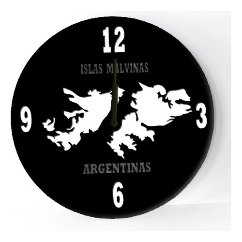 Reloj De Pared De Madera Analógico Diseño Malvinas 60x60