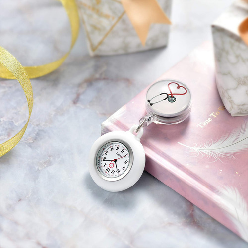Reloj De Enfermera Lancardo Retráctil Con Clip Y Segundero