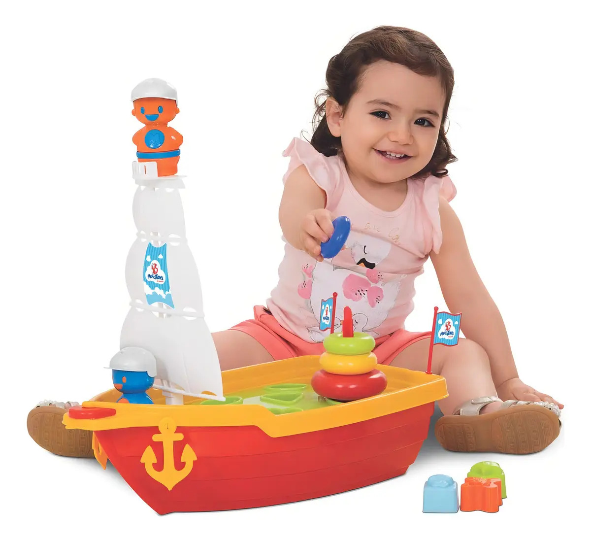 Empilhável Bebê Mega Barco Didático Mercotoys com Formas e Brinquedos