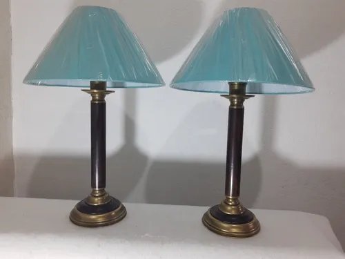 Par De Abajur Jacaranda Antigo Restaurado Cúpula Azul Mercado Livre Abajur De Jacaranda Antigo Restaurado, Golf Themed Lamps