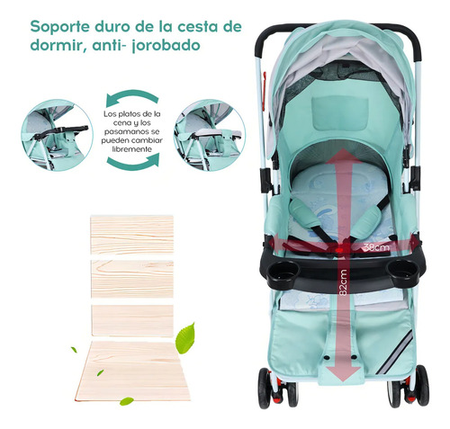 Carriola Para Bebé Industech De Bastón Plegable Verde Claro