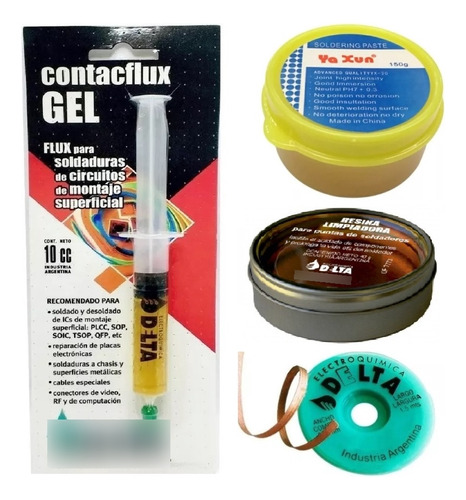 Kit Soldar Flux Gel Malla Resina Pasta Electronica Delta D02