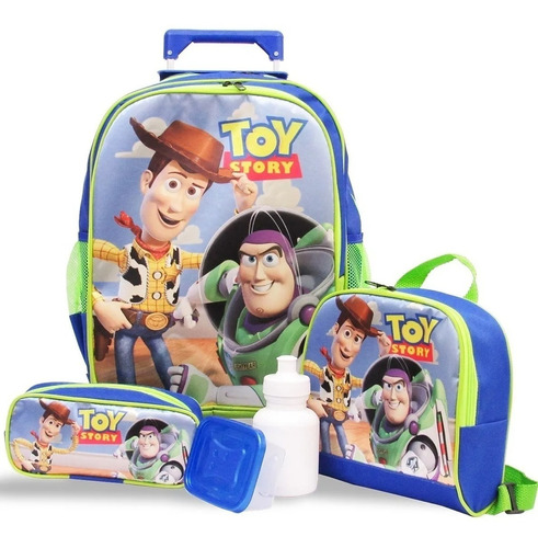 Kit Mochila De Rodinhas Toy Story Tam G + Lancheira E Estojo