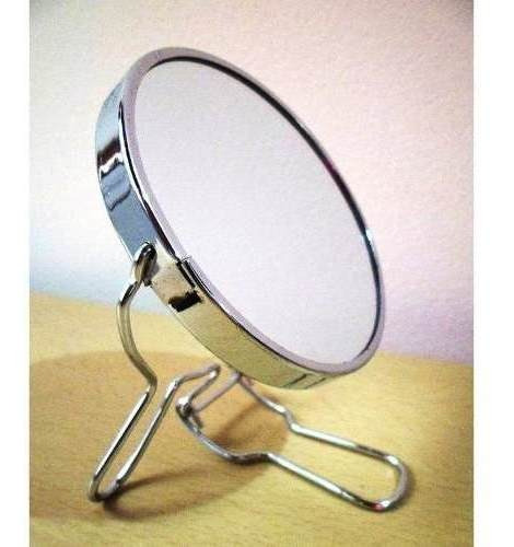 Espejo Con Aumento Doble Faz 7 Pulgadas Maquillaje Metalico