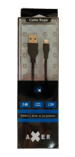 Imagen 2 de 2 de Cable Cargador P/ iPhone Axer Lightning A Usb Reforzado