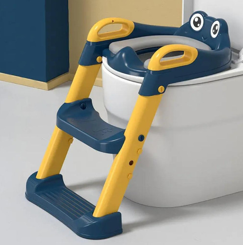 Adaptador Y Bacín - Baño Para Niños Producto 2 En 1 Color Azul/ojitos Liso