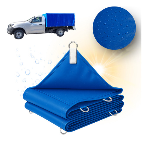Lona Ahulada Para Agua 5x6 Mts Azul Reforzada Con Argollas