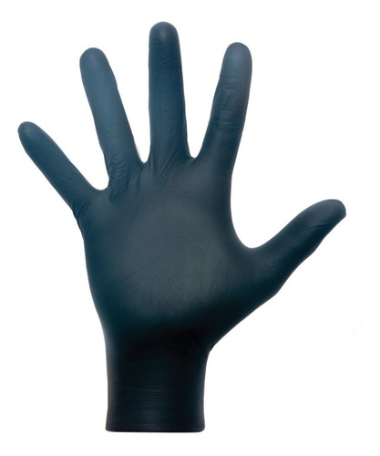 Imagen 2 de 2 de Guantes De Nitrilo Color Negro Reforzados Mediglove X 100 Un
