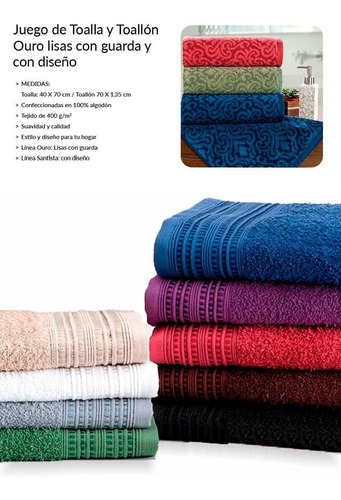 Imagen 5 de 6 de Pack X 3 Juegos Toalla Y Toallón Palette Ouro 440 Gr Algodón