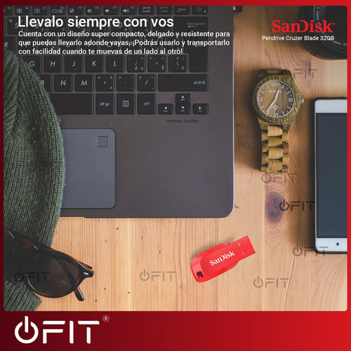 Imagen 4 de 10 de Pendrive Sandisk Cruzer Blade 32gb Usb 2.0 Rojo