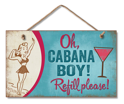 Playa  Oh Cabana Boy  Cartel Decorativo Madera 9.5  X 5.75 