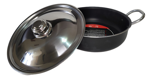 Paellera 26 Cms Antiadherente C/tapa Acero Y Asas Anabea