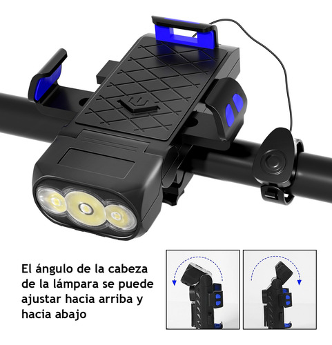 Luz Bicicleta Led 4 En 1 Lámpara De Luces Recargable Kit