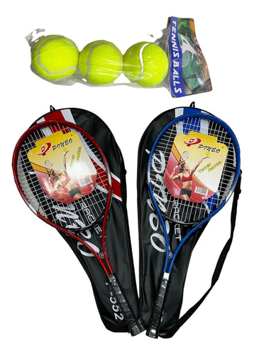Raqueta Para Tenis Adulto Set X 2 + Bolas X 3 Unds