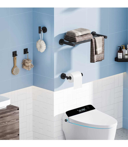 Imagen 3 de 3 de Accesorios De Baño Acero Inoxidable Satinado Y Negro Mate