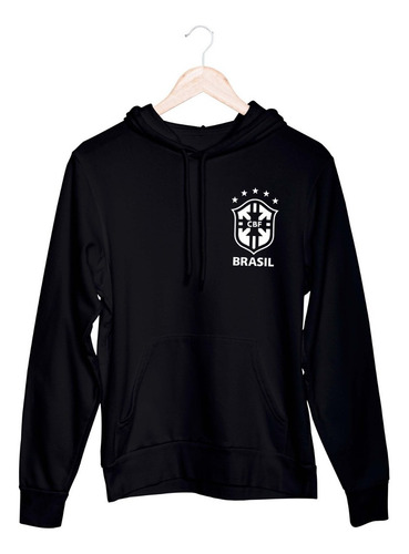 Buzo Negro Canguro Brasil Mundial Qatar 2022 Calidad Premium