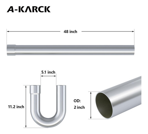 Tubo De Escape A-karck Acero Inoxidable 304 2 Pulgadas