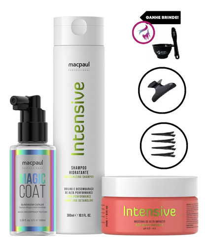 Kit Shampoo, Máscara Intensive E Magic Coat Macpaul