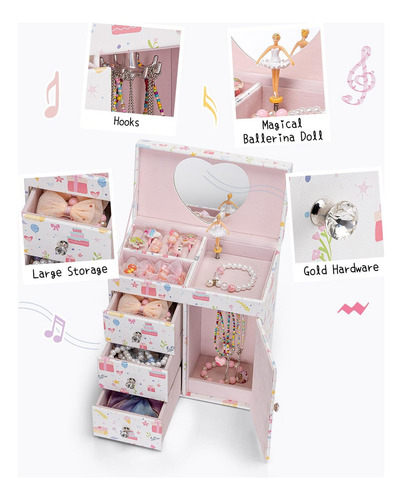 Joyero Musical Vlando For Ninas, Caja De Musica Grande P...