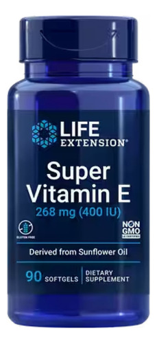 Vitamina E 400 Ui Alfa Tocoferol Life Extension 90 Softgels Sabor Sem Sabor