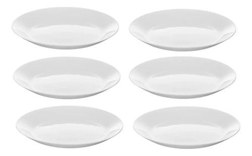 Set 6 Pzas Plato Extendido Elegante Vidrio Opal Blanco 25cm 