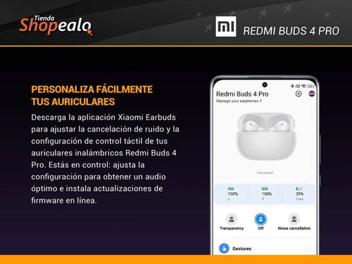 Imagen 8 de 10 de Auriculares Bluetooth Xiaomi Redmi Buds 4 Pro Blanco + Cuota