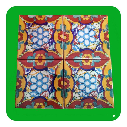 Imagen 3 de 4 de Azulejo 1 Metro Cuadrado De Talavera Poblana Mosaico M2 Zlj