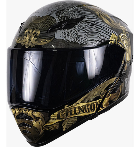 Casco Moto Abatible Kov Estelar Mexa Dorado Con Luz Stop Dot Color Dorado oscuro Tamaño del casco M