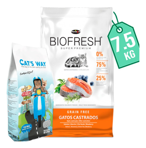 Comida Biofresh Gato Adulto Castrados 7.5 Kg + Regalo 