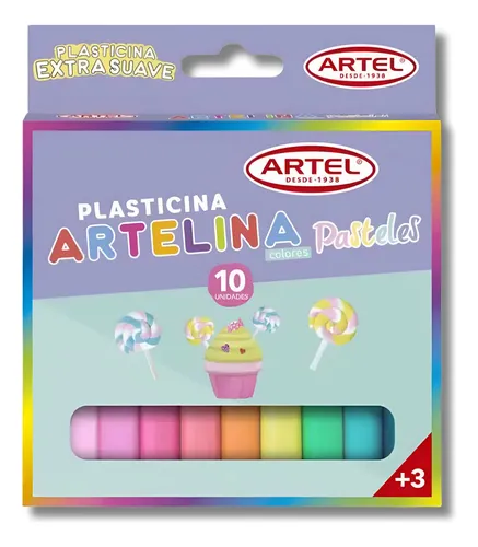 Set De 10 Plasticinas Artelina Colores Pastel - Cilíndricas