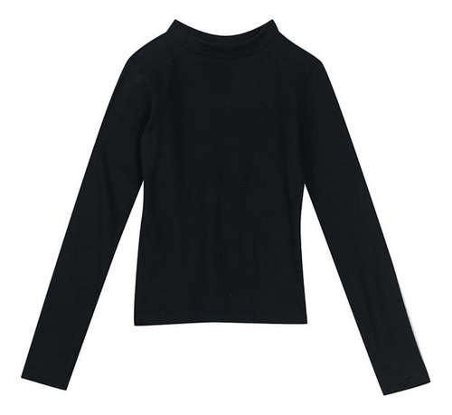 Blusa Básica Em Ribana Menina Preto Brandili