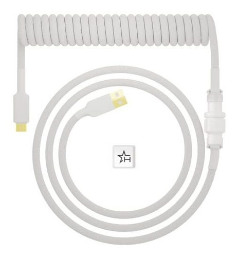 Cable Hystar Usb C Con Espiral Para Teclado 5 Ft -blanco