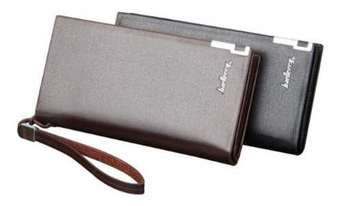 Cartera Monedero Billetera Larga De Cuero Para Hombre Color Marrón Oscuro
