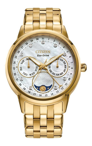 Reloj Dama Citizen Diamantes Fd0002-57d Dorado Madre Perla 