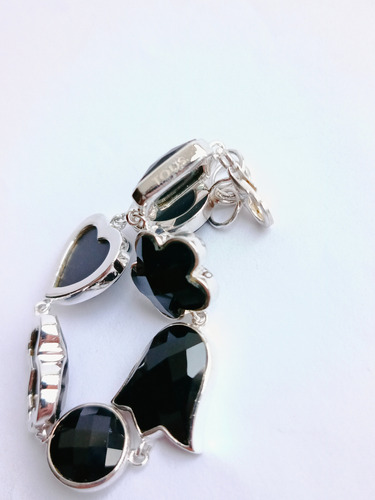 Pulsera Tous Colors Ónix Facetado Original Plata Starling Agua 19 Cm (Usado)