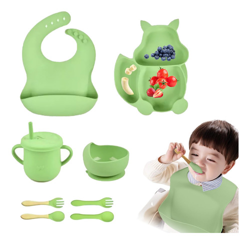 8pcs Vajilla De Silicona Para Bebés, Sin Bpa