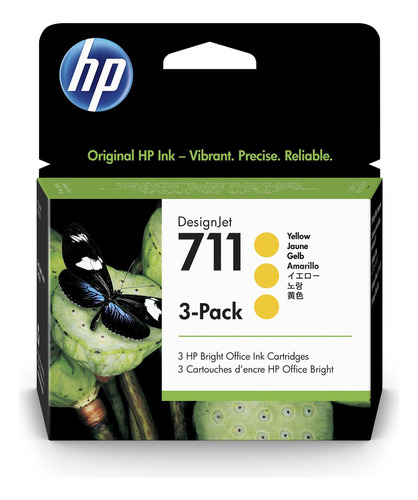 Cartucho De Tinta Hp 711 Amarillo 3 Pack 29ml