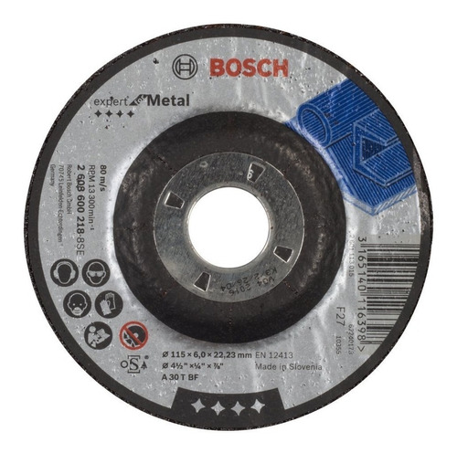 Disco De Desbaste Bosch 115x6x22,23mm Centro Deprimido